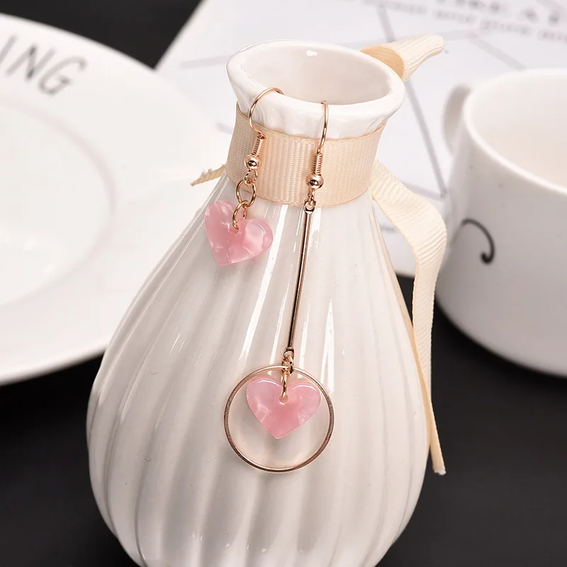 Женские ассиметричные Серьги-пусеты в виде сердца серьги из розового сплава 4g 2019