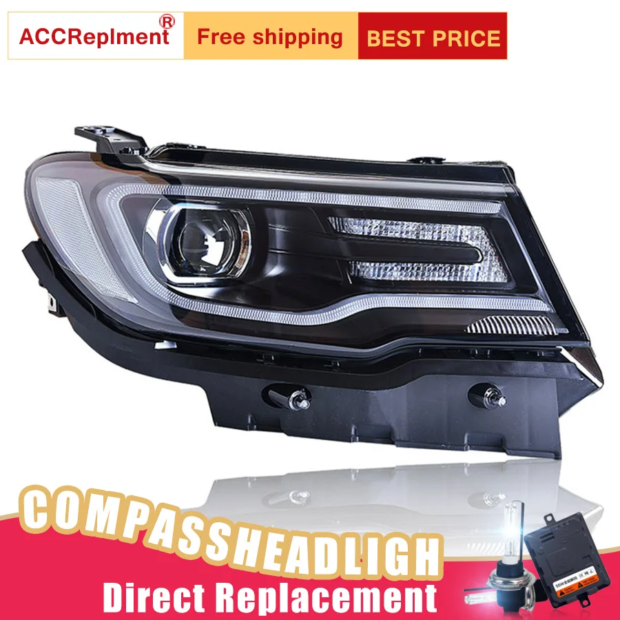 

2Pcs LED Headlights For Jeep compass 2017-2018 led car lights Angel eyes xenon HID KIT Fog lights LED Daytime Running Lights