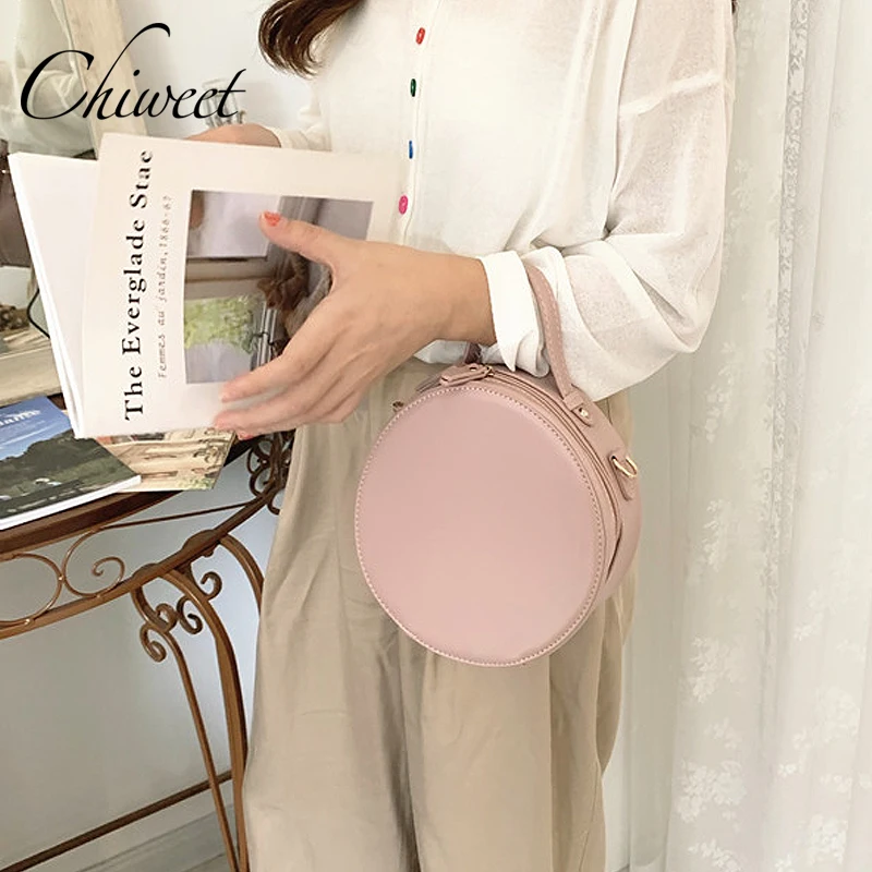 Женская простая маленькая круглая сумка шикарные розовые дизайнерские сумки