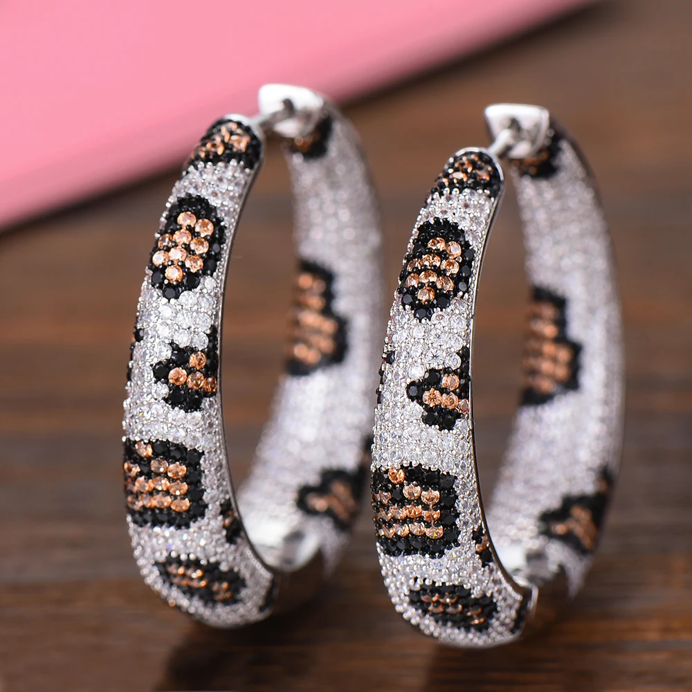 SISCATHY 2019 Charms Big Statement Hoop Earrings For Women Luxury Full Cubic Zircon Wedding Bridal DUBAI Jewelry | Украшения и
