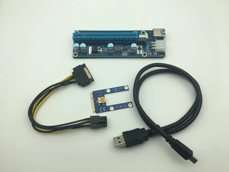 60 см USB 3,0 Mini PCI-E к PCIe PCI Express 1x к 16x удлинитель Riser Card Adapter SATA 6Pin кабель питания для майнинга Bitcoin BTC
