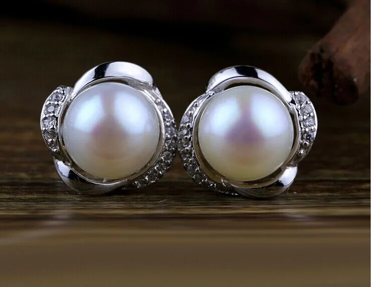 Женские серьги из серебра 925 пробы с натуральным жемчугом 8 9 мм|925 sterling|earrings real