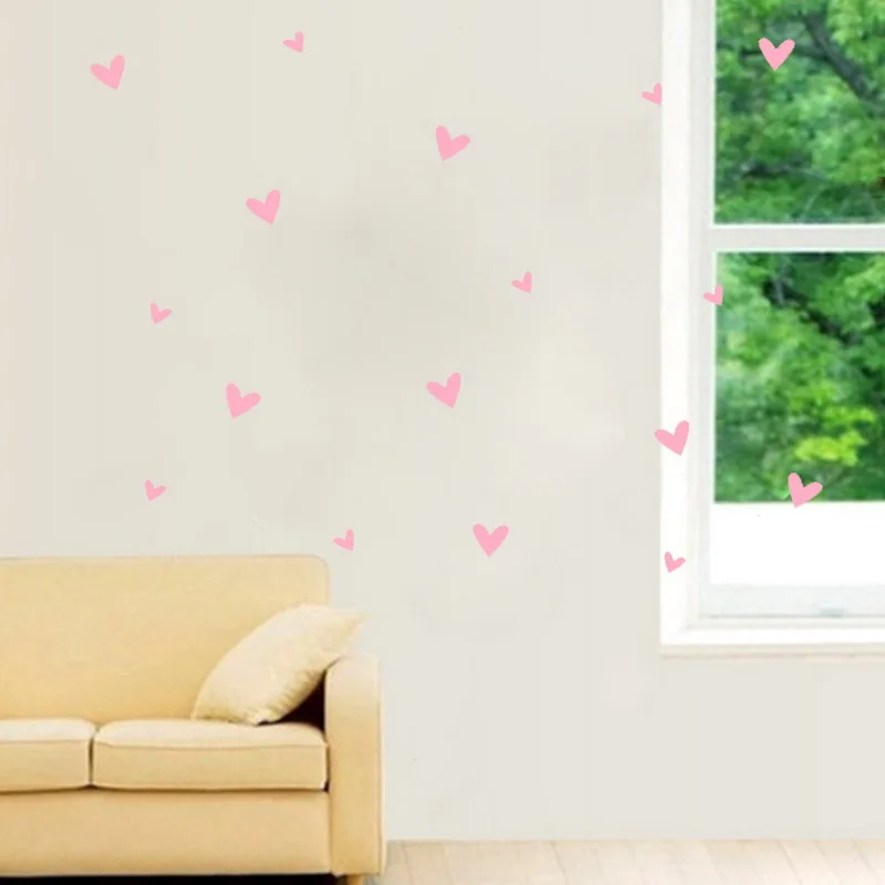 Dozzlor 25PCS/set Cartoon Love Heart Shaped Wall Sticker Children's Room Simple And Innovative Decorative Removable | Дом и сад