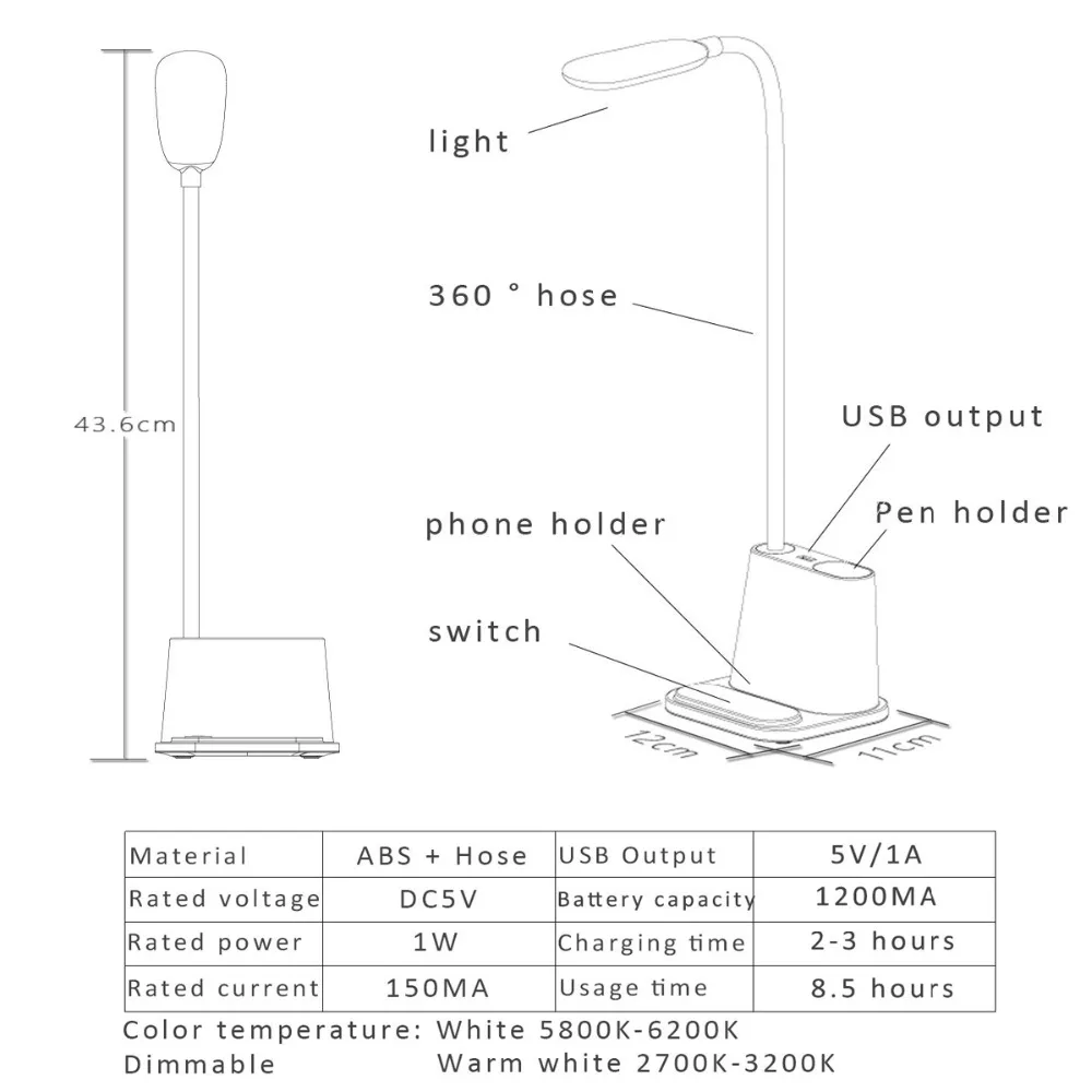 Многофункциональный сенсорный usb-держатель для ручек светодиодный настольный светильник для студентов, офиса, спальни, настольная лампа для чтения