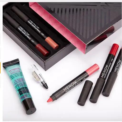 MENOW бренд make up set 6 kiss proof губная помада и точилка для карандашей удаления