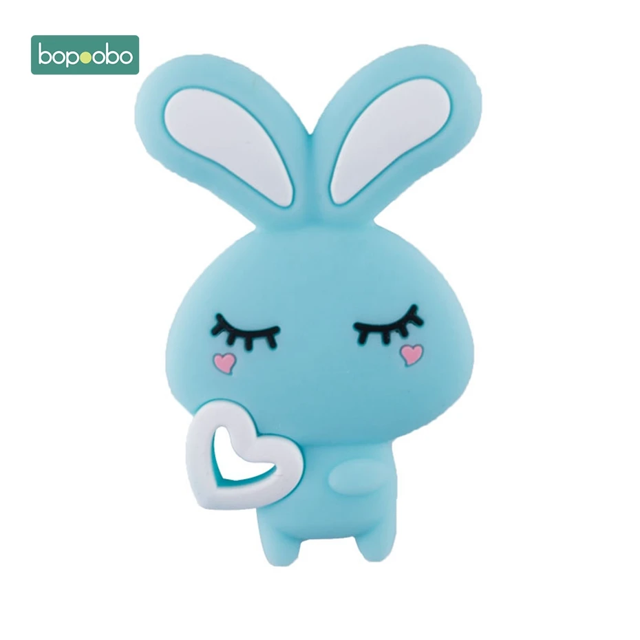 Blue Rogue rabbit Bopobo 1 шт. DIY Стартовые наборы Детские кусачки игрушки мультфильм изгой кролик укрепление зубной тренировки Силиконовые Прорезыватели кулон в виде животного - Цвет: Blue Rogue rabbit