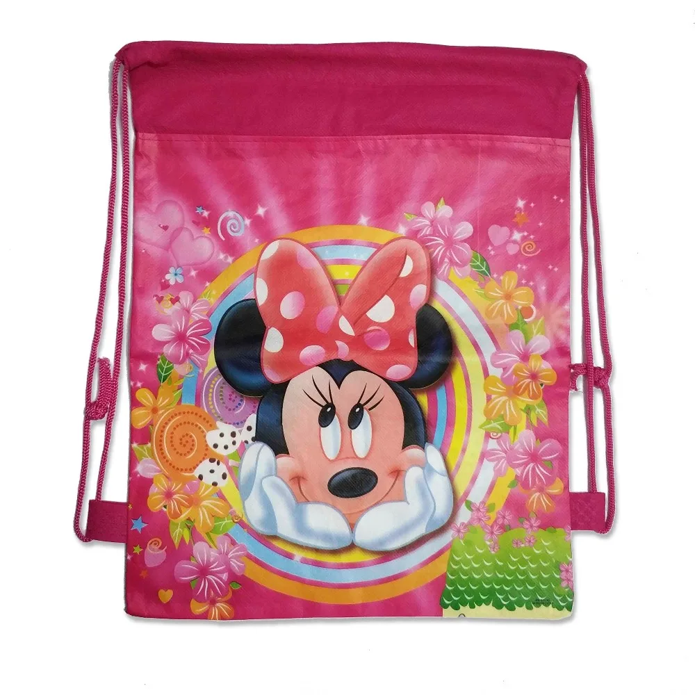 Gift bags Minnie Mickey Moana Trolls non-woven bag fabric backpack child travel school decoration mochila drawstring Cartoon | Дом и сад