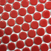 red color 19mm round shape ceramic mosaic tiles for bathroom shower tile floor tile kitchen backsplash  red mosaic tile