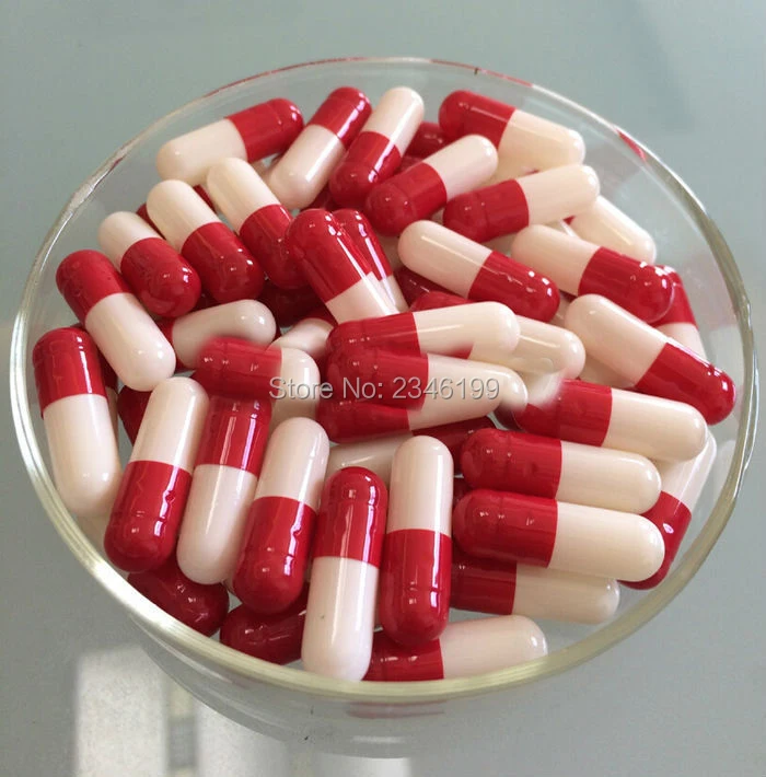 

1000pcs/lot 1# Red White Color Enteric Coated Empty Capsules, Powder Refillable Capsule Shells