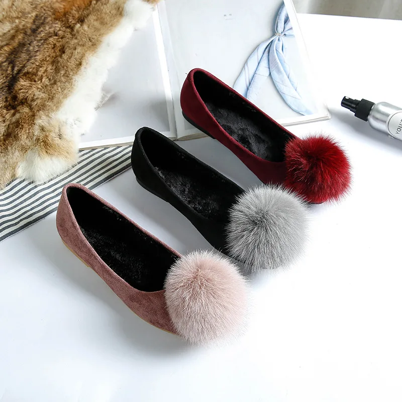 Квадратный носок обувь на плоской подошве Обувь с помпонами Большой Размер 40 43 и