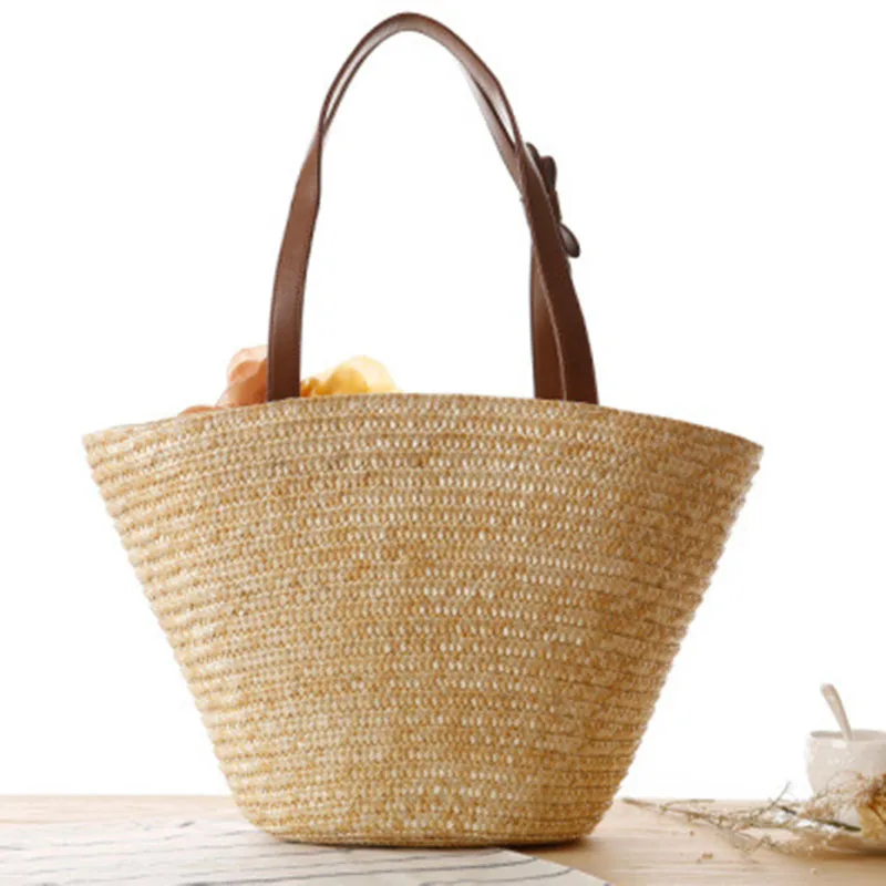 Женская соломенная сумка на плечо с 2 цветами модная пляжная для отдыха