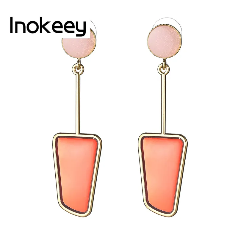 Inokeey связка для 2019 в Корейском стиле с геометрическим принтом женские сережки