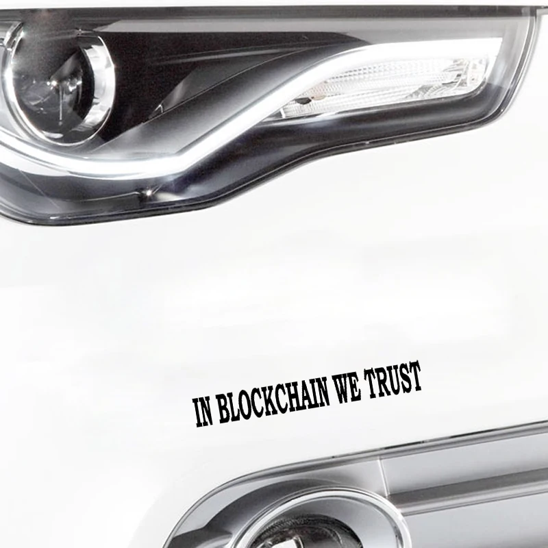 QYPF 17CM*2.2CM Fun In BlockChain We Trust Vinyl Car Sticker For Decal Black Silver C15-3202 | Stickers