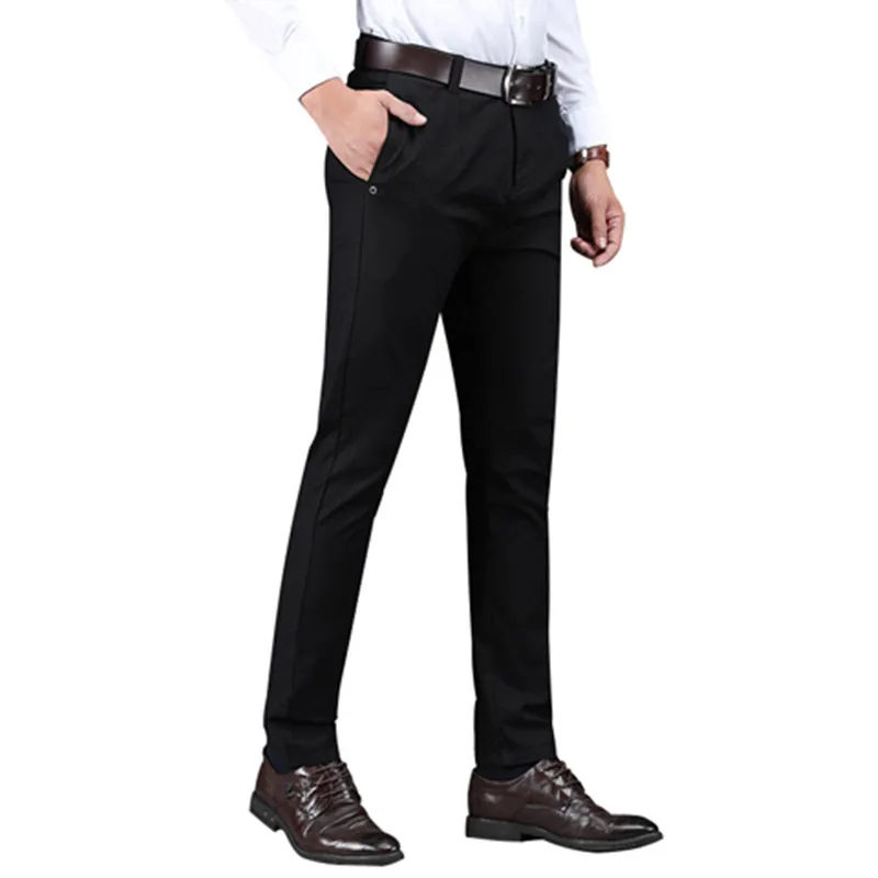 Брюки мужские хлопковые приталенные деловые штаны повседневные длинные брюки