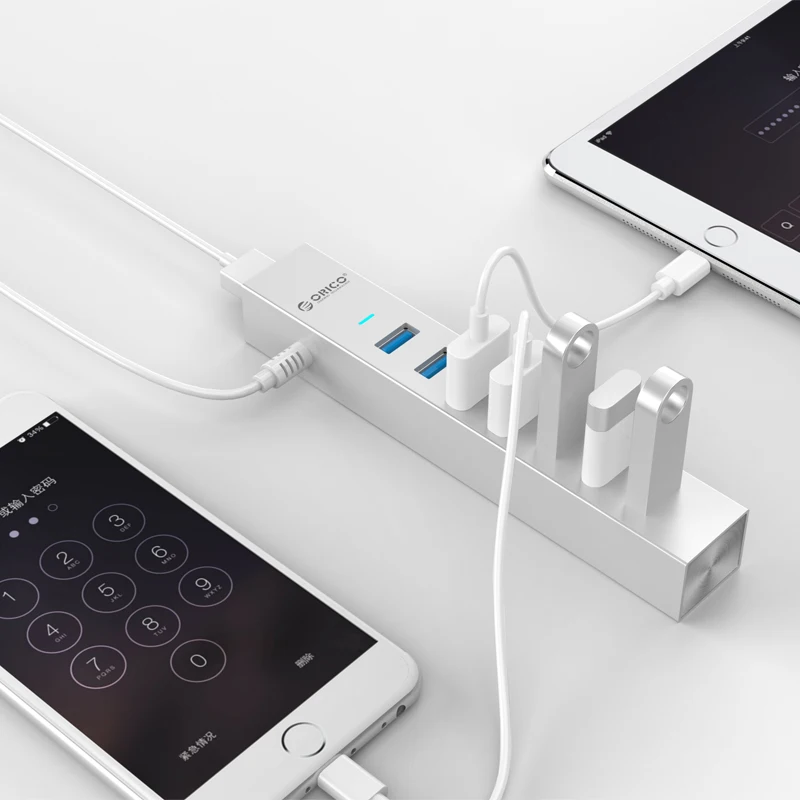 Оригинальный новый алюминиевый 7 портовый USB 3 0 Hub типа C для Windows XP / Vista 8 10/ Linux/Mac OS
