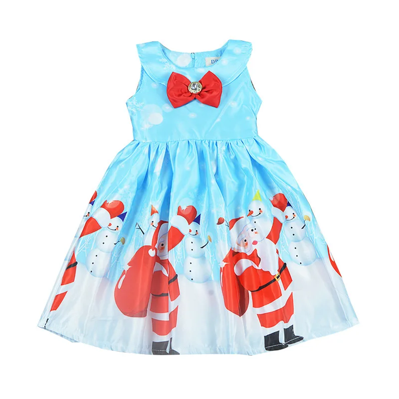 Новогоднее рождественское платье для девочек зимнее принцессы с бантом костюм