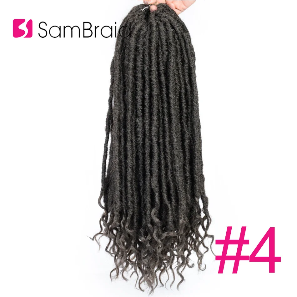 SAMBRAID Goddess Faux locs CURLY, вязанные крючком косички, накладные волосы, синтетические плетеные волосы, мягкие искусственные замки, 24 корня/18 дюймов, упаковка - Цвет: #4