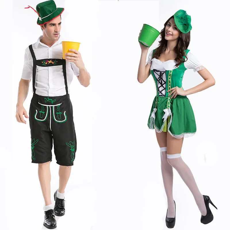 

Couple German Beer Okotoberfest Bavarian Lederhosen Adult Halloween costumes Fancy Party dress Outfit for Men / Women