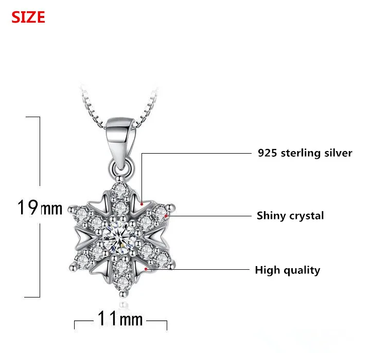 Женское ожерелье из серебра 100% пробы с подвеской в виде снежинки|Ожерелья| |