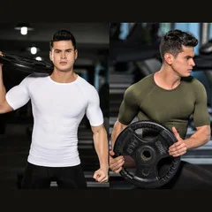 Новинка 2019 Мужская футболка для фитнеса мужские облегающие однотонные