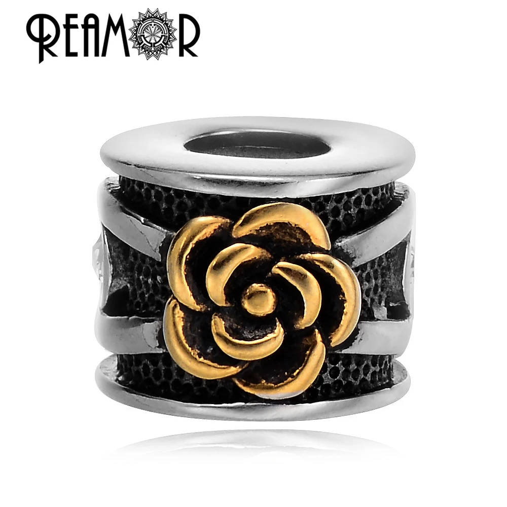 

Европейские Бусины с разделителем REAMOR золотистого цвета из нержавеющей стали 316l тибетские металлические бусины для изготовления браслето...