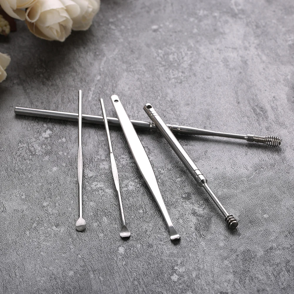 Спиральный очиститель для ушей 5 шт./компл. из нержавеющей стали|Уход за ушами| |