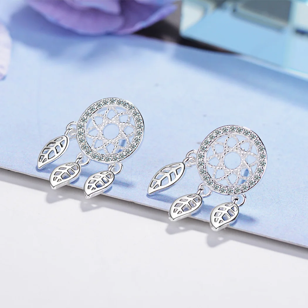 Женские Висячие серьги Todorova Ловец снов с фианитом и перьями ювелирные изделия |