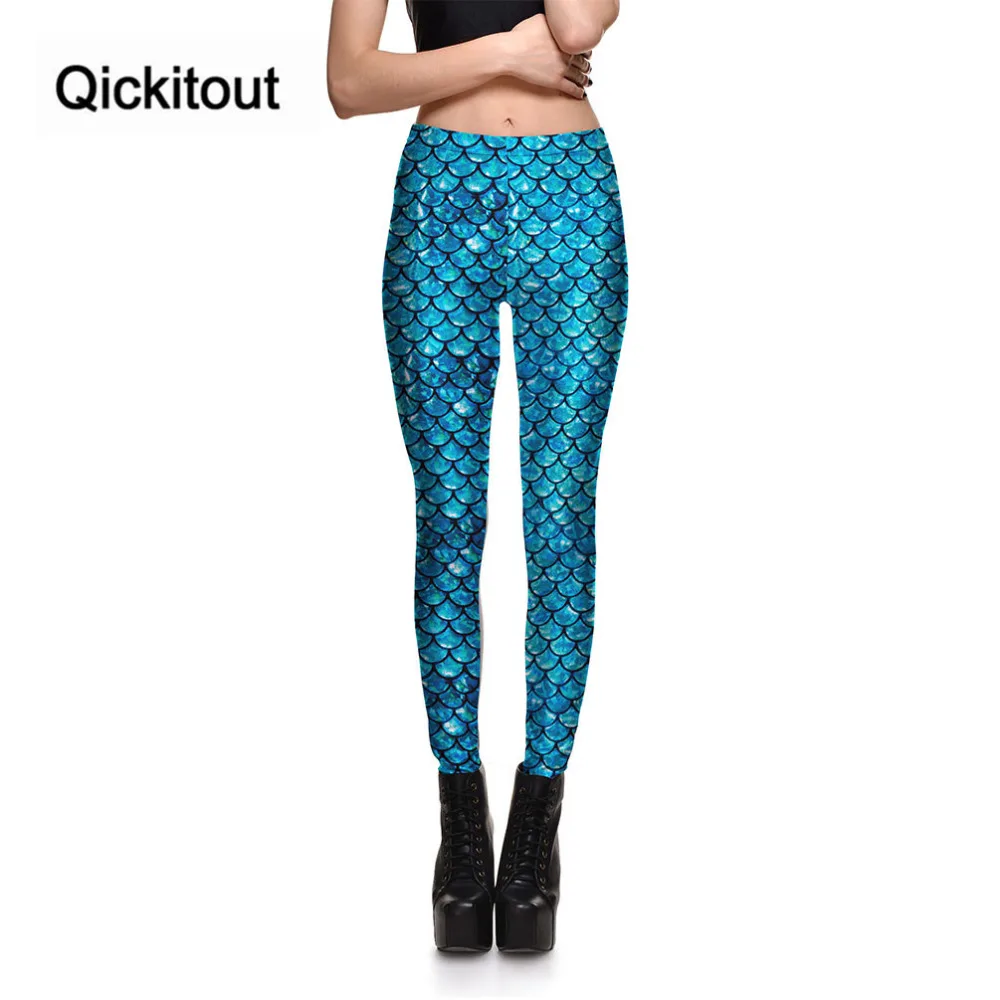 Qickitout Леггинсы для женщин новые модные леггинсы blue fish Детские весы 3D принт Для