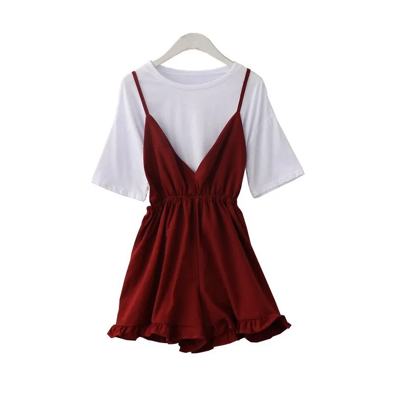 Женский модный повседневный комплект из 2 предметов белая футболка топ