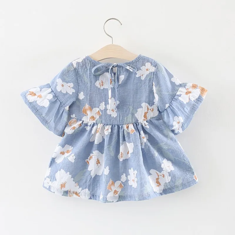 Летнее Повседневное платье для маленьких девочек с цветочным принтом хлопковые