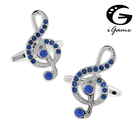 

iGame Treble Clef Cuff Links 3 Colors Option Crystal Design Free Shipping