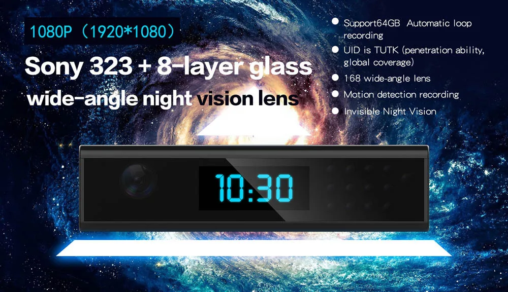 Настольные часы камера будильник HD 1080 P мини ИК ночное видение Wifi IP DV DVR