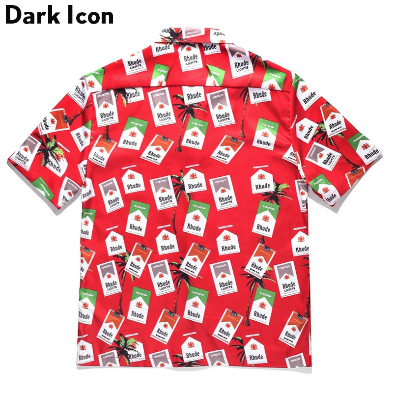 Мужская винтажная рубашка с коротким рукавом DARK ICON летняя в стиле хип-хоп 2019 |