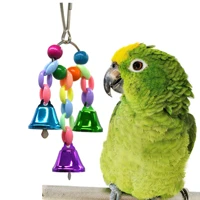colorful parrot toys pearl bell string suspension hanging bridge chain for parrots birds pet bird parrot chew toys bird cage toy