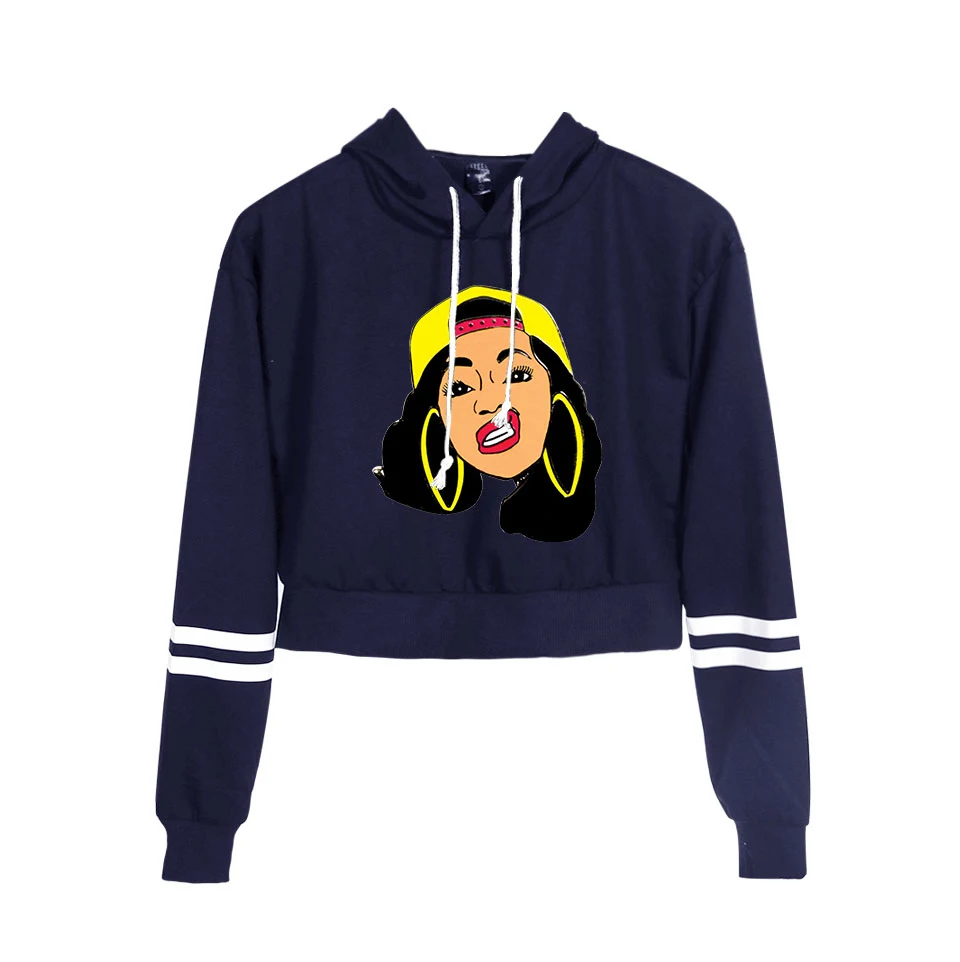 Список Cardi B укороченный топ толстовки для женщин Kpop хлопок Harajuku высокое качество Cardi B девушка оранжевый свитер с капюшоном