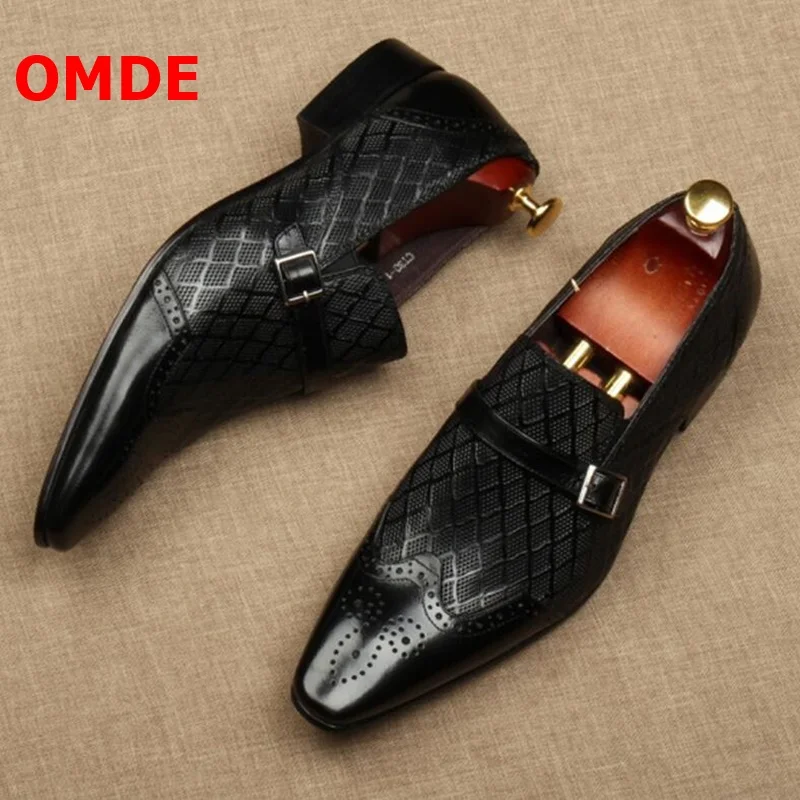 OMDE, новые мужские модельные туфли модные свадебные туфли для жениха с острым носком и пряжкой без шнуровки мужские офисные туфли для торжеств и выпускного