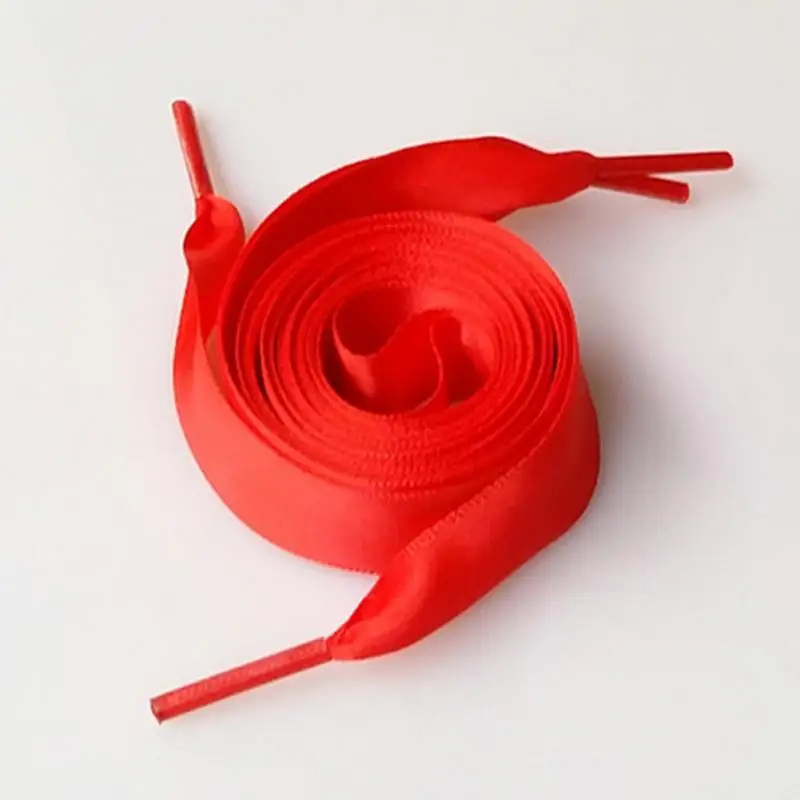 red 1 пара 2 см в ширину, различные цвета, плоские шнурки, атласные шнурки, шнурки, Сменные аксессуары для обуви, Прямая поставка - Цвет: red