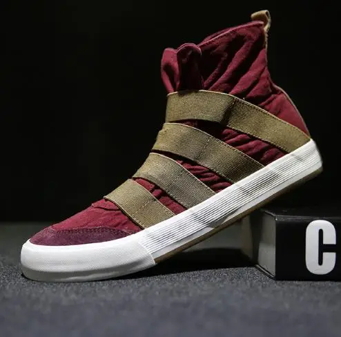 Brand Fashion New Style Men Canvas Shoes High Top Hook &amp Loop Casual Srping Sneakers for Students Drop Shipping X7 35 |