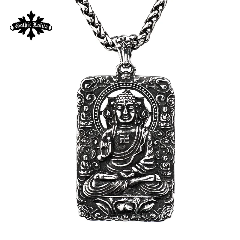 Buddha avalokitesvara Dog tag Stainless steel Necklace Patron saint Pendant Jewelry | Pendants