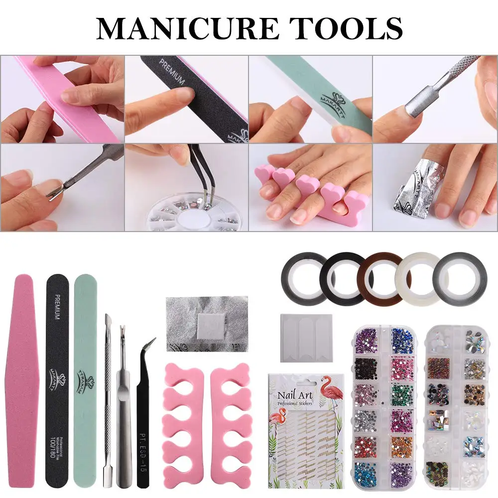 Makartt UV Gel Nail Polish Set Starter Kit DIY Home Gel Kit Set with 6 Colors 24W LED Nail Dryer Lamp Base Top Coat and Manicure