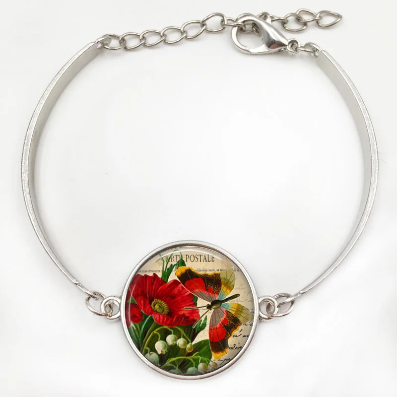 Винтажный кулон бабочка ожерелье с красным цветком ювелирные изделия весенне