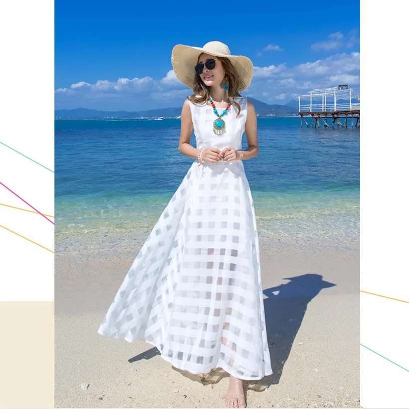 Женское Повседневное платье макси из органзы элегантное облегающее черно белое