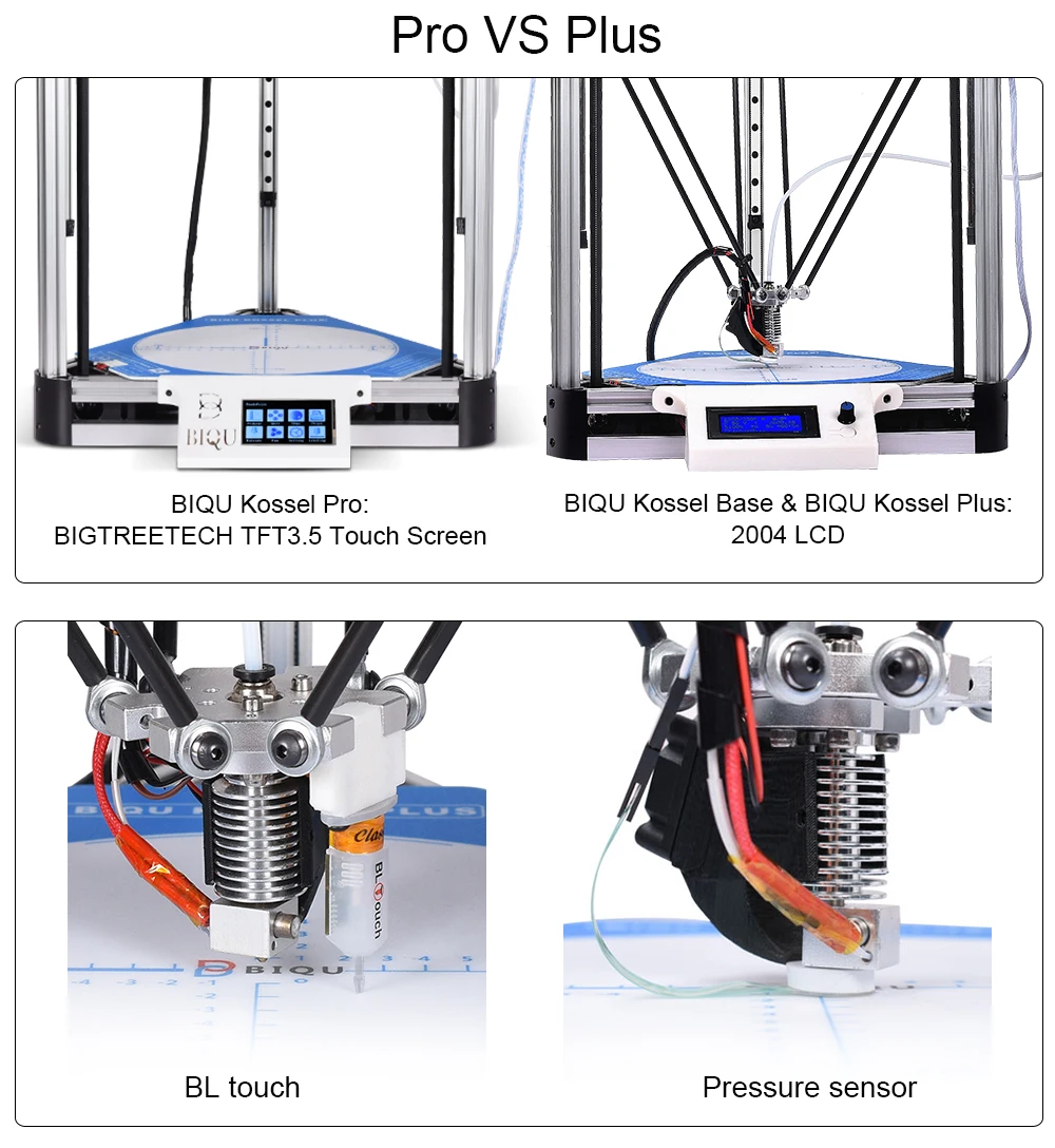 BIQU delta kossel 3d принтер Pro impresspra 3d с большим размером печати автоматический уровень электронный 3d принтер DIY с сенсорным экраном