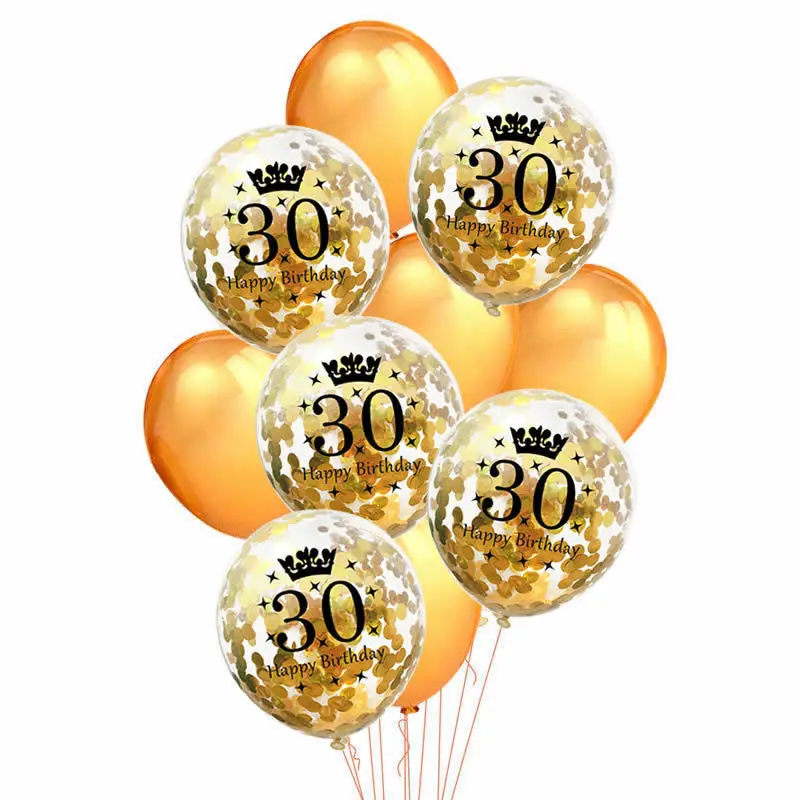 30 gold ZLJQ золото 18/21st/30/40/50/60th баннер «С Днем Рождения» латекс конфетти воздушные шары День рождения украшения товары для взрослых 8 - Цвет: 30 gold