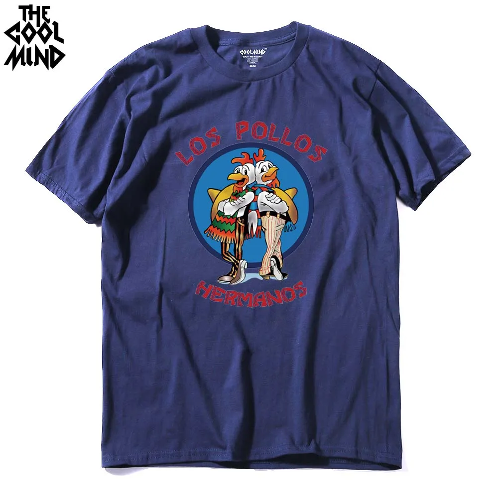 COOLMIND LO0111A, хлопок, короткий рукав, los pollos, принт, Мужская футболка, повседневная, Круглый ворот, летняя, Мужская футболка, свободная, крутая, Мужская футболка - Цвет: LO0111A-NAV