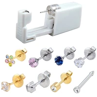 24pcspack disposable easier safe sterile ear piercing units jewelry nose stud earring piercing gun kit body jewelr with zircon
