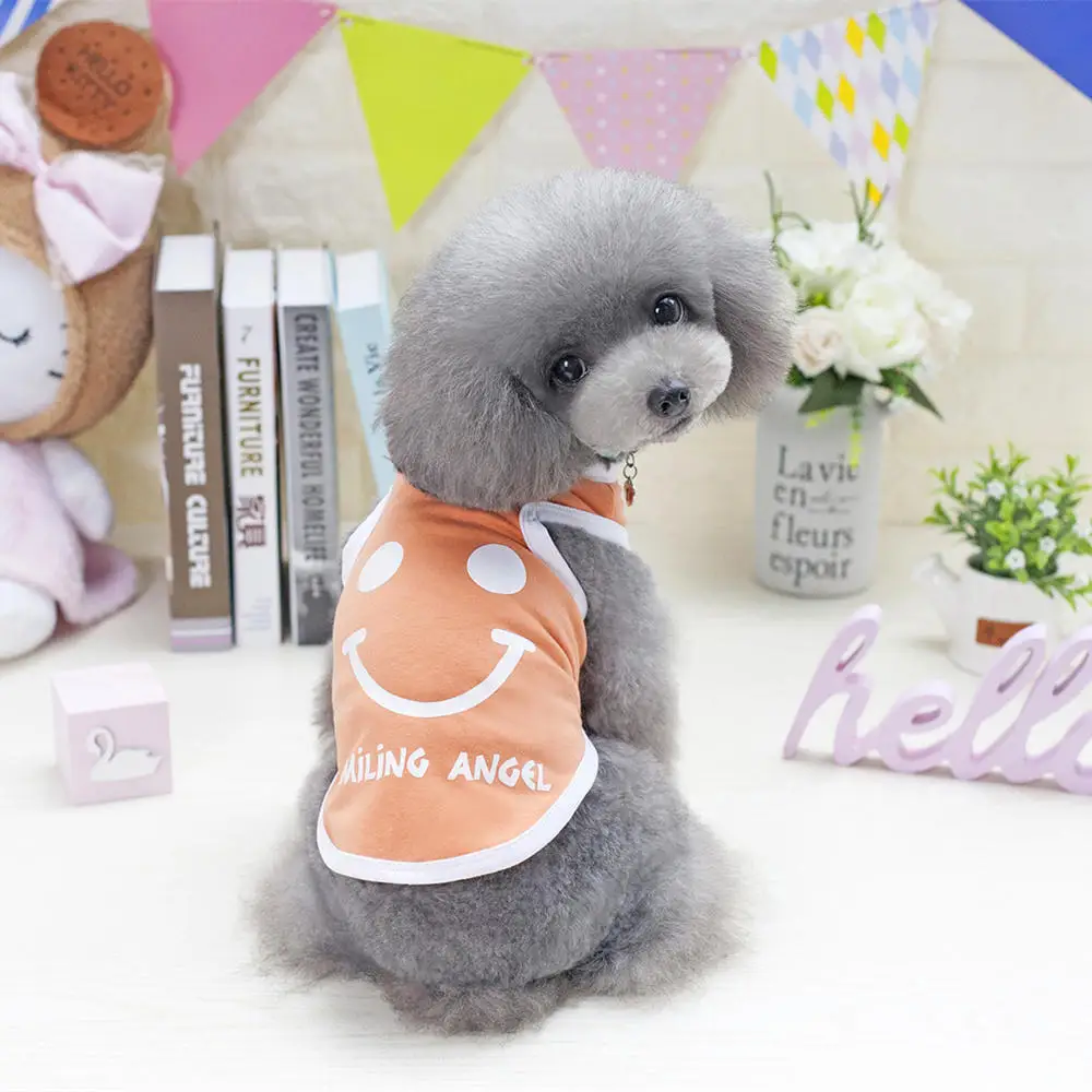 Новейший хлопковый Летний жилет со смайликом для домашних животных товары собак