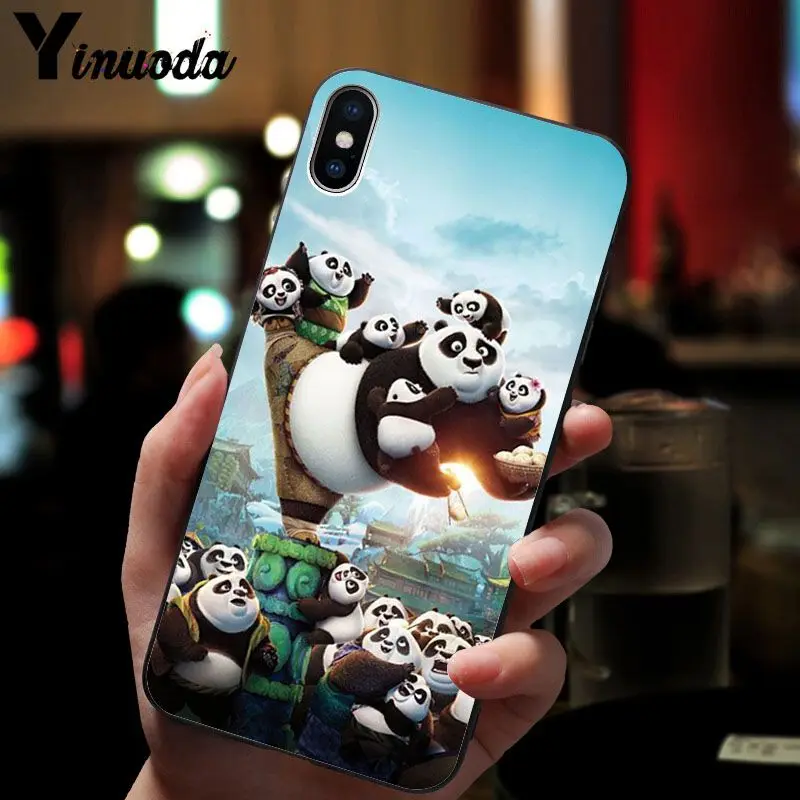 11pro MAX kungfu панда черный ТПУ Мягкий силиконовый чехол для телефона iPhone X XS 6 6s 7 7plus 8
