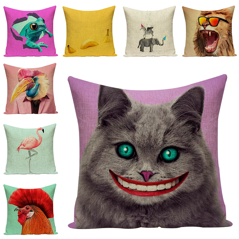 

Novelty Cushion Cover Animal Print Decorative Pillow Cases Car Seat Accessories Sofa Throw Pillowcase Home Textile Decor 45x45cm