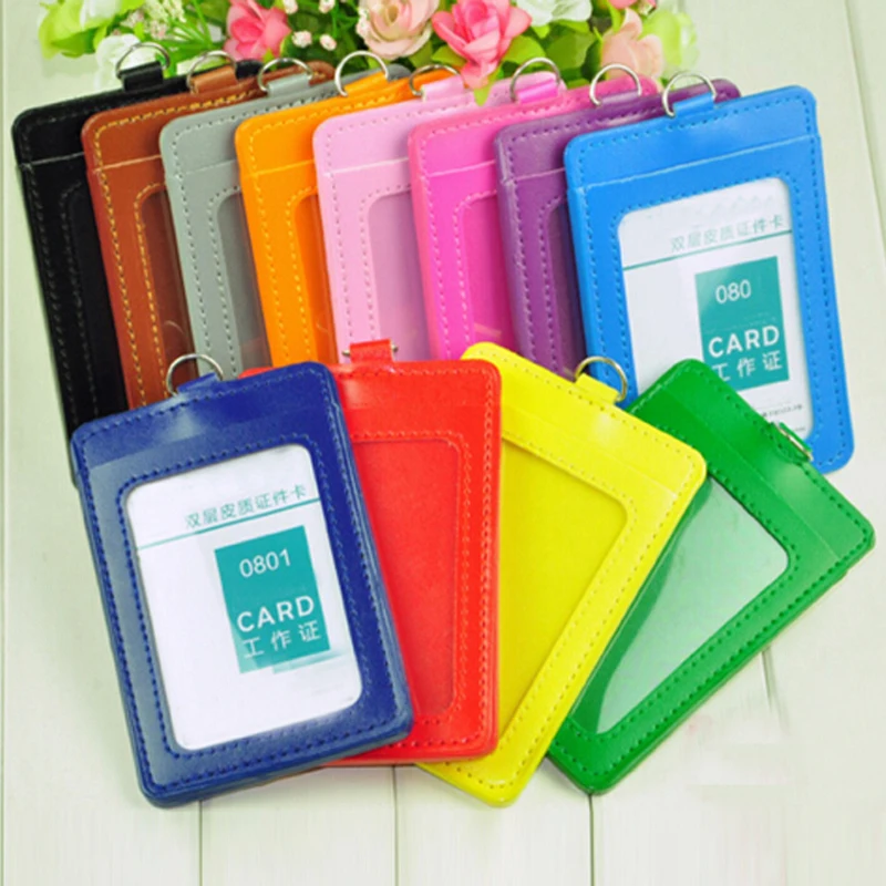 10 шт. вертикальный держатель для карт из ПУ кожи|badge card holder|id badge holderid |